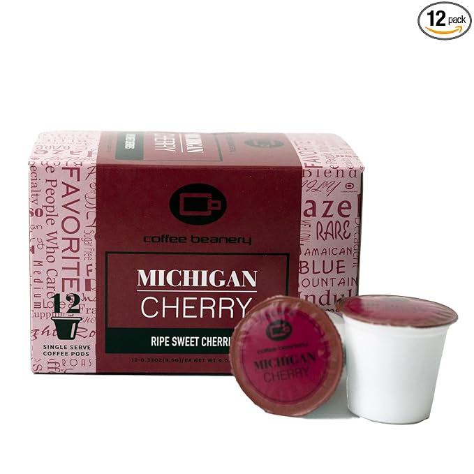 Michigan Cherry Coffee Pods by Coffee Beanery | 12ct Medium Roast Arbica Coffee