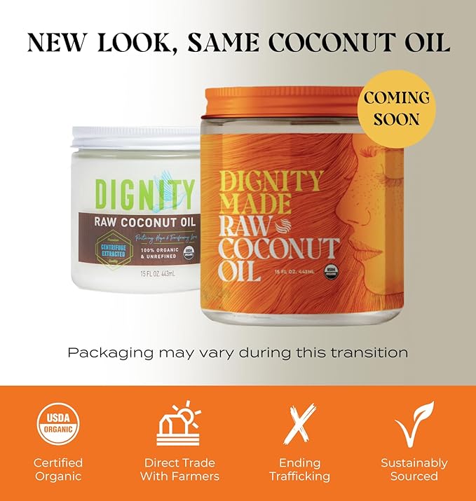 Raw Organic Coconut Oil for Skin, Hair & Cooking - Unrefined, Centrifuge-Extracted, Fair Trade Verified, Non-GMO, Virgin Coconut Oil - Beauty & Health Essentials (15 fl oz, Pack of 2)