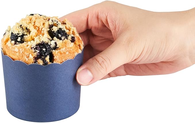 Panificio 6 Ounce Cupcake Wrappers, 200 Scalloped Baking Cups - Oven-Ready, Greaseproof, Midnight Blue Paper Cupcake Liners, Disposable, For Birthdays, Baby Showers, Or Weddings - Restaurantware
