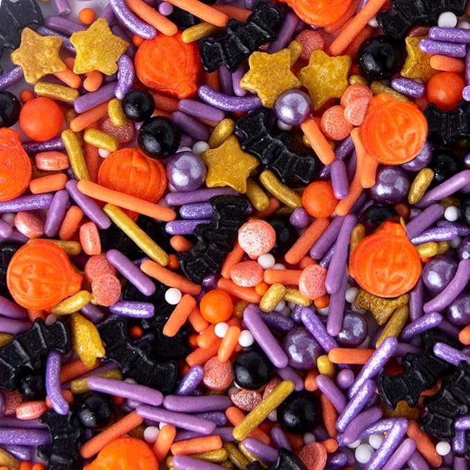 Sweets Indeed Toil & Trouble Halloween Sprinklefetti Mix ??4 oz Jar | Sprinkles with Pumpkins, Bats, Jimmies, Nonpareils, Sugar Pearls & Quins | Spooky Cookie & Cupcake Decorations