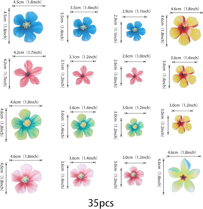 Rsstarxi 35 Pack Edible Flowers Cake Decorations Edible Flowers Cupcake Toppers for Baby Shower Wedding Birthday Anniversary Party Cake Decorations Mixed Size & Colour