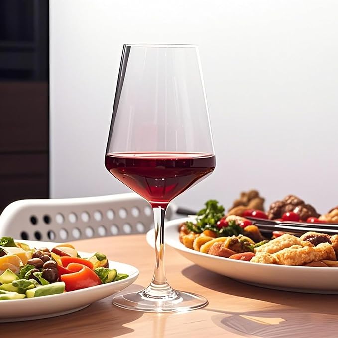 20-ounce Unbreakable Wine Glasses-Acrylic Plastic Stem Wine Glasses, set of 6-All Purpose,Red or White Wine Glass,Dishwasher Safe,BPA Free (Clear, Large)
