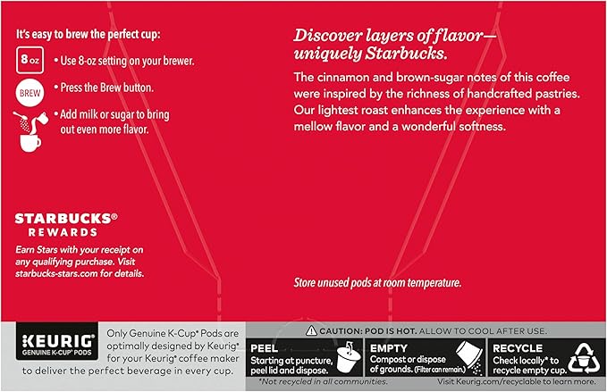 Starbucks Flavored Ground Coffee K-Cup Pods,Cinnamon Dolce,Flavored Ground Coffee Signature Collection,Recyclable K-Cups,10 K-Cup Pods/Box (Pack of 2 Boxes),10 Count (Pack of 2)
