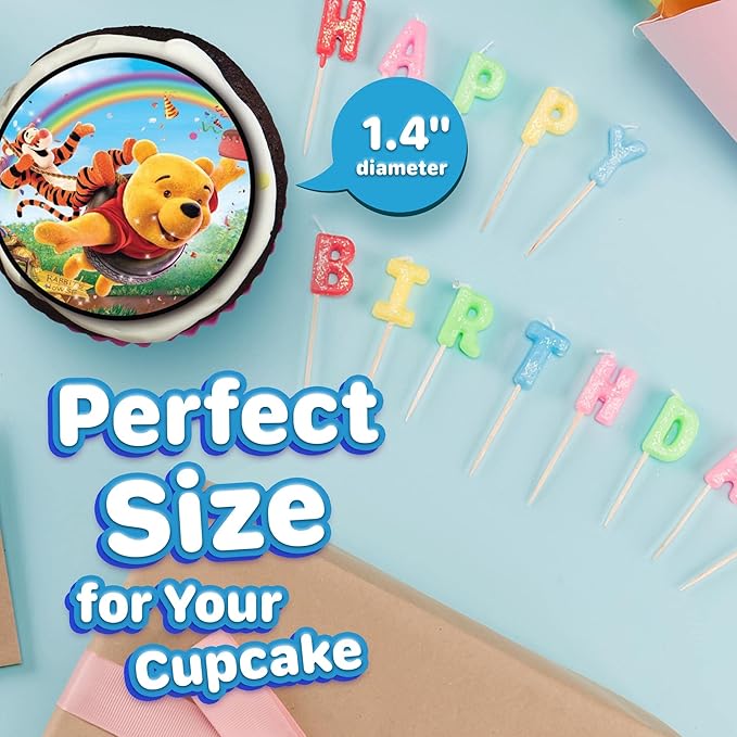 30 x Edible Cupcake Toppers Themed of Honey Bear and Friends Collection of Edible Cake Decorations | Uncut Edible on Wafer Sheet