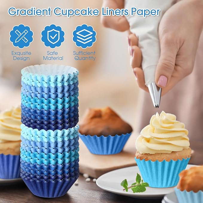 Zonon 1000 Counts Cupcake Liners for Baking Liners Paper Cupcake Wrappers Bulk Cup Cake Cases Muffin Baking Paper Cups for Candy Cooking(Blue,1.18 Inch-Mini Size)