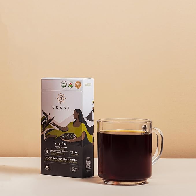 G GRANA Coffee Pods, Compatible with Nespresso OriginalLine, 20 Pack, Medium Roast, USDA Organic 100% Arabica Single Source Specialty Coffee, Compostable Single Serve Capsules, Solo Las