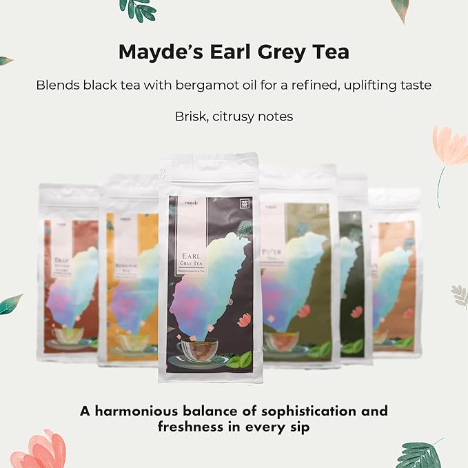Mayde Earl Grey Loose Leaf Tea - Premium Taiwanese Tea, 1 lb (16 oz)