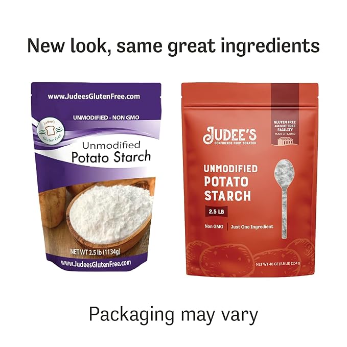 Judee’s Unmodified Potato Starch 2.5 lb - Just One Ingredient - Great for Breading, Thickening, Cooking, and Baking - 100% Non-GMO, Gluten-Free, and Nut-Free - Resistant to High Temperatures