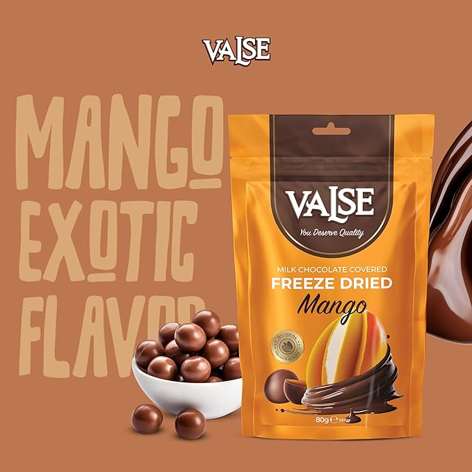 Chocolate Covered Mango, Milk Chocolate Covered Freeze Mango, 2.8 oz Chocolate Covered Fruit, Chocolate Dipped Mango (Mini, Mango)