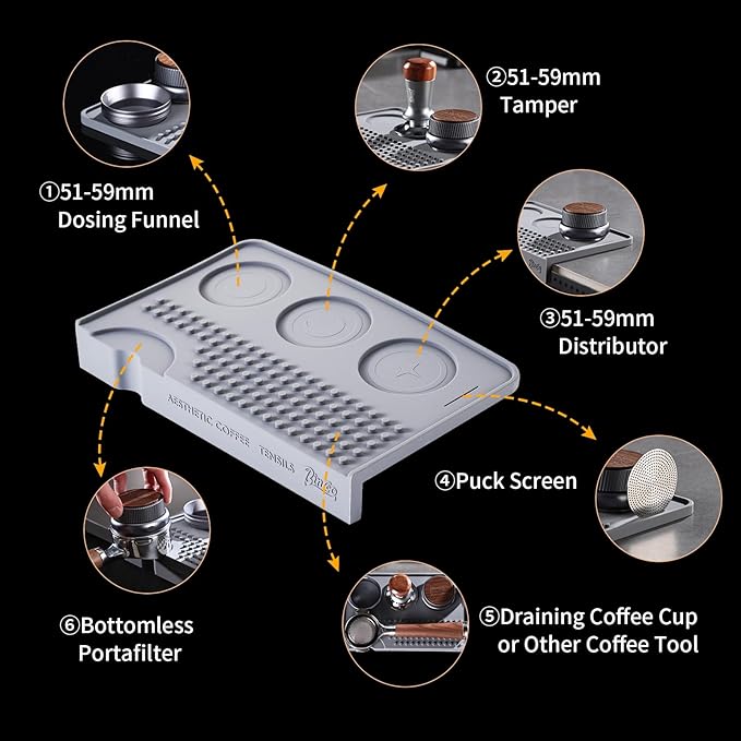 Espresso Tamping Mat for Counter - Ultra Thick Silicone Tamper Mat Coffee Bar Mat, 9.6''횞5.9'' Espresso Mat for Countertops,Fits for Baristas Home Kitchen Bar, Waterproof
