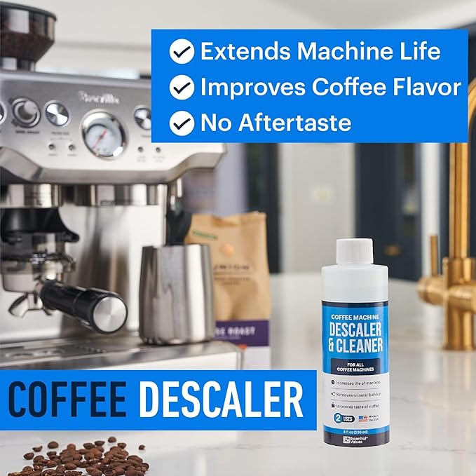Essential Values Descaling Solution ??Coffee Maker Cleaner for Nespresso, Keurig, Breville & More ??Works on All Machines & Espresso Makers ??Made in USA