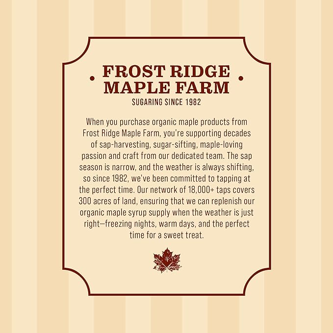 Frost Ridge Maple Farm, Organic Maple Syrup, Grade A, Half Gallon (64 FL Oz), Medium Amber Rich