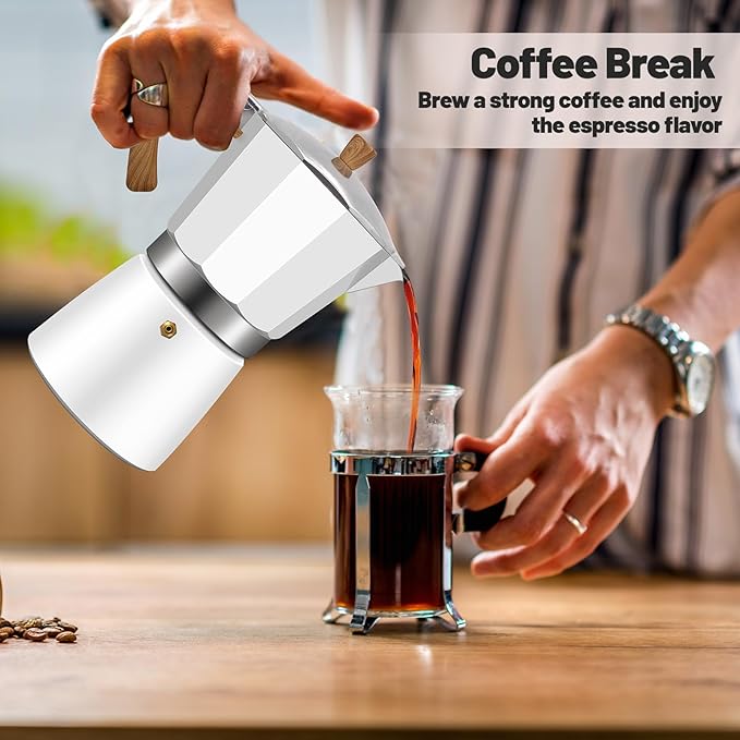 12 Cup Aluminum Moka Pot Classic Stovetop Espresso Coffee Maker 600ml 20oz Coffeemaker Percolator Mocha Express Preferred Cafe Makers for Italian and Cuban Cafì±?Brewing White