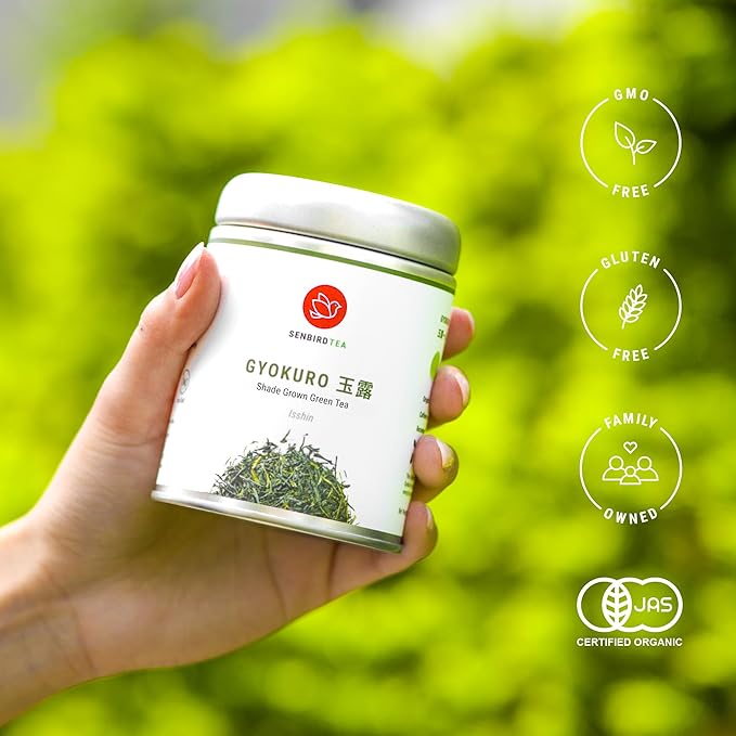 Senbird Premium Gyokuro, Japanese Shade Grown Green Tea - From Kyoto Japan - Imperial Loose Leaf Green Tea In Airtight Tea Tin (1.76oz/50g) (Mikado)