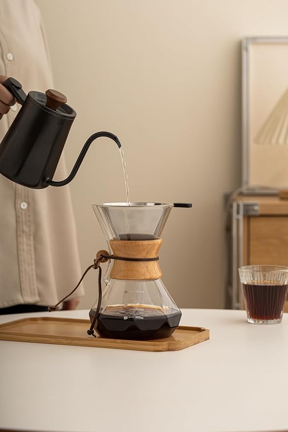 Pour Over Coffee Maker With Wood Sleeve竊?0oz/600mlPour Over Coffee Dripper,Pour Over Coffee Maker Set With Cork Stopper (20oz/600ml)