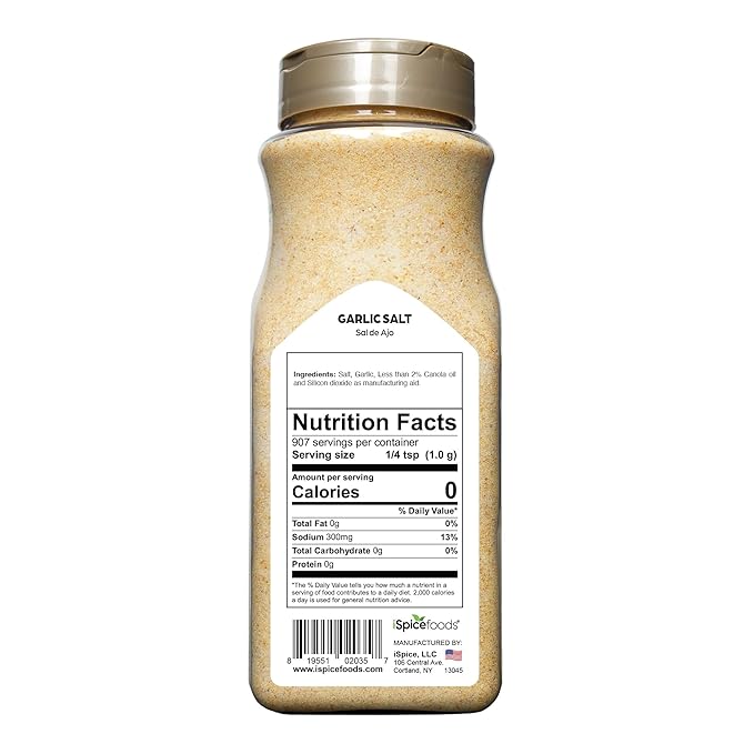 iSpice | Garlic Salt | 32 oz | Bulk Size | Kosher | Kosher