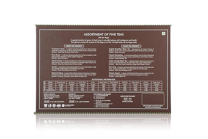Octavius Tea Sampler Pack | 8 Assorted Black & Green Teas | 48 Teabags | Tea Sampler Variety Pack | Pack of 2