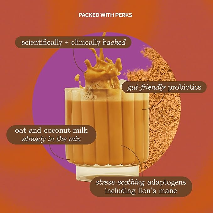 Clevr Blends Chai Tea Latte, Instant Superfood Powder Blend with Oat Milk, Lion???Mane, Reishi Mushroom, Black Tea, Organic Spices, Coconut Cream, Ashwagandha, Oprah???Favorite Things 2022 (14 Lattes)