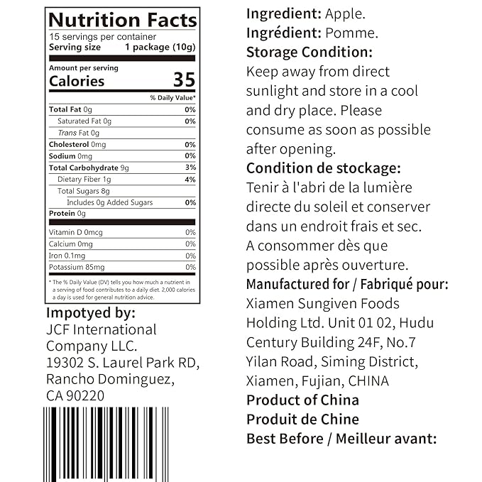 ONETANG Freeze-Dried Fruit Apple Chips, 10 Pack Single-Serve Pack, Non GMO, Kosher, No Add Sugar, Gluten free, Vegan, Holiday Gifts, Healthy Snack 0.35 Ounce