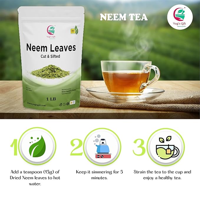 Neem Leaf 1 lb (454 grams) | 100% Natural Tea | Neem Leaves Cut and Sifted | Azadirachta Indica Leaf | Margosa Leaves | Non-GMO, Ethically Sourced | Nim Leaves | by Yogi's Giftยฎ
