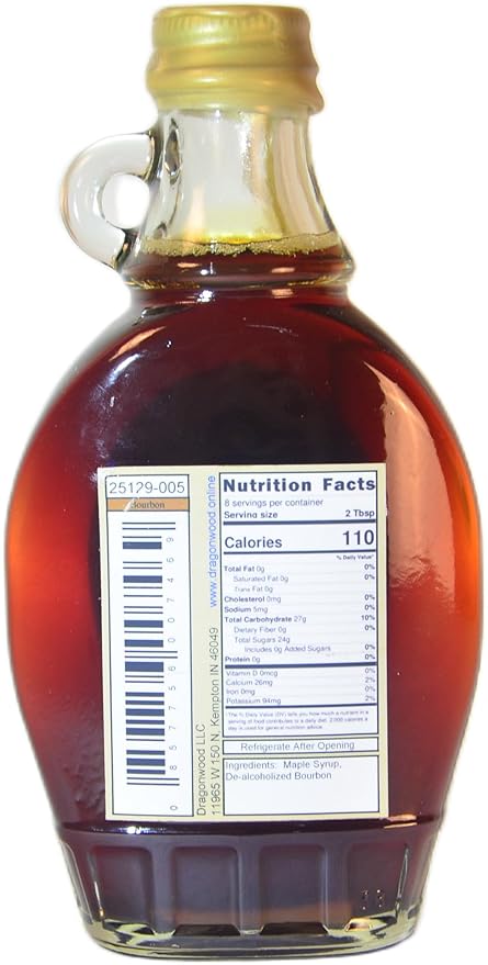 Bourbon Maple Syrup - For Pancakes and Waffles ??Made With Pure Maple Syrup And Dealcoholized Bourbon - By Dragonwood (8 fl oz)