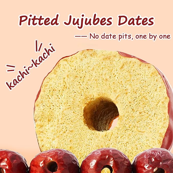 KachiKachi Jujube Dates Pitted-1.1lb/500g/, Big | Sweet | Dried Jujube Fruit Chinese Red Dates, Dried Pitted Date for Cooking//Drinking/Baking/Soup/Home Decor (Standard Bag-500g)