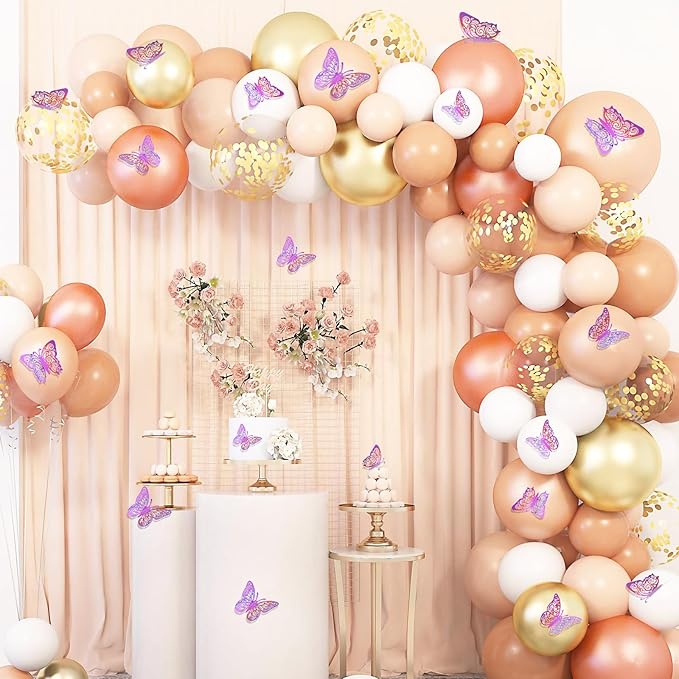 72 Pcs Butterfly Decorations, 3 Sizes 3 Styles Wall Decor, Party and Birthday Decorations, Laser Purple