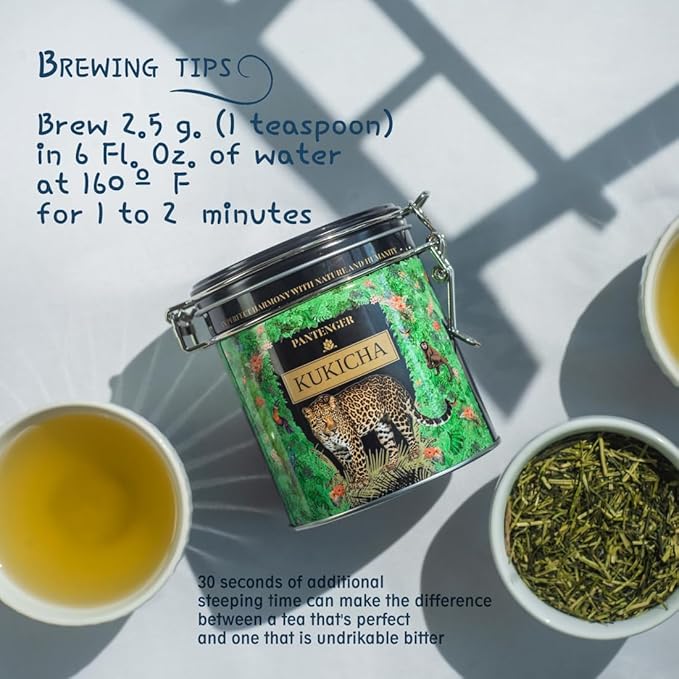 Organic Japanese Kukicha Green Tea | Loose Leaf - 3.5 Oz |Twig Tea - USDA Organic Green Tea | Japanese Tea by Pantenger