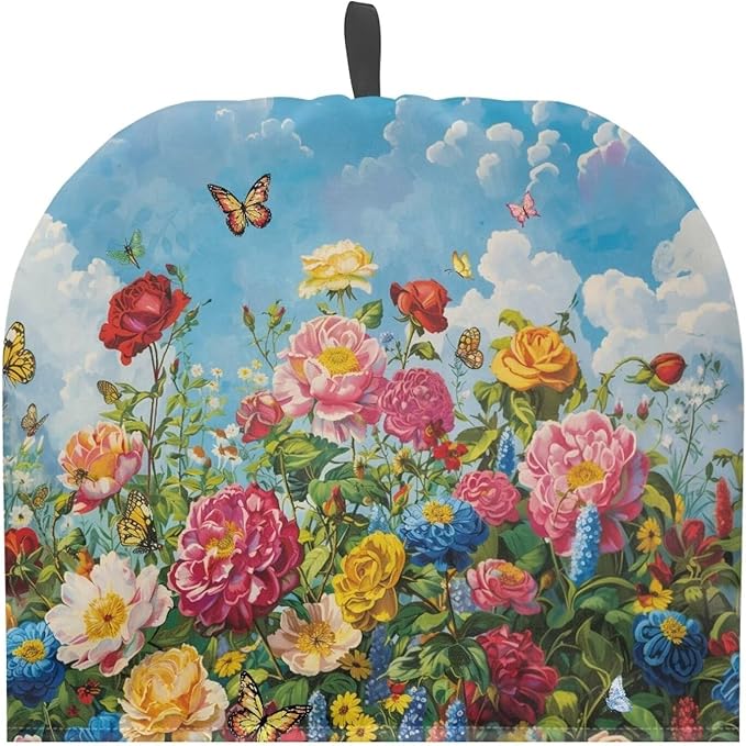 Oil Painting Print Tea Cozy Durable Keep Warm Teapots Tea Cozy Insulated Kettle Cover for Home Kitchen Decor Dust Proof Tea Cozies with Handy Hanging Loop