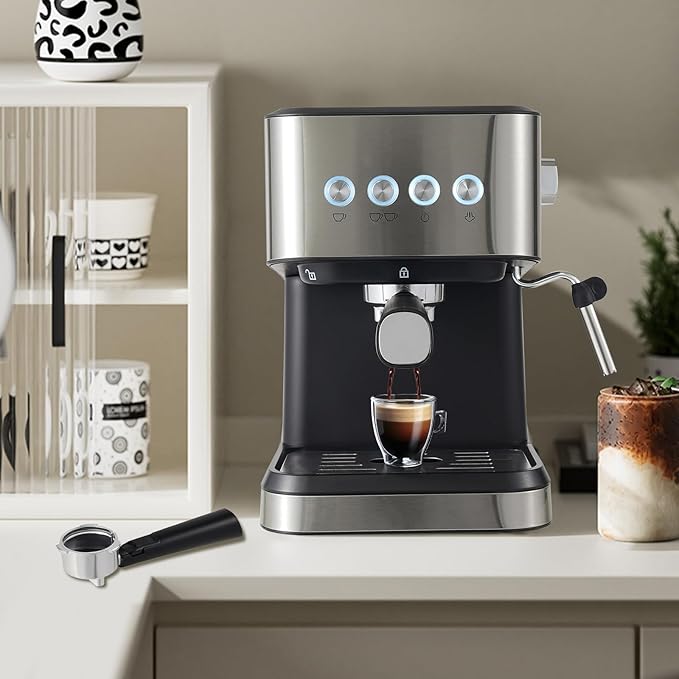 Espresso Coffee Machine, Semi Automatic Espresso Machine Single/Double Shot Espresso, Espresso Machine for Home&Barista, 50oz Removable Water Tank