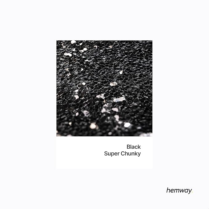 Hemway Premium Glitter Shaker - Black | 115g Super Chunky Metallic Flake Sequins for Resin & Epoxy Crafts | Craft Supplies for Tumblers, Festival, Art