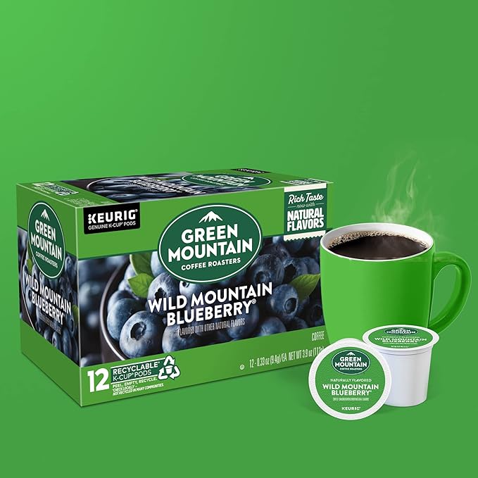 Green Mountain Coffee Roasters Wild Mountain Blueberry Keurig Single-Serve K-Cup pods, Light Roast Coffee, 72 Count