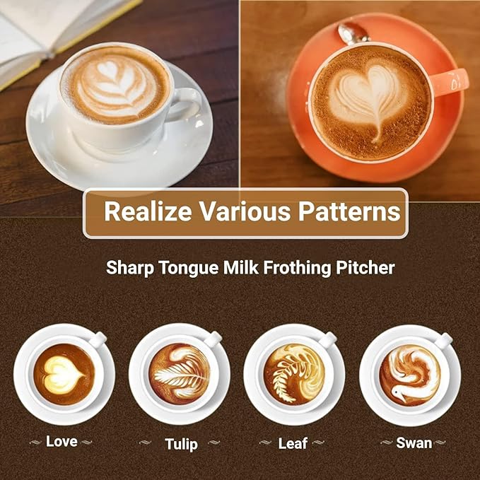 Milk Frothing Pitcher, 350ml/600ml (12oz/20oz) Milk Frother Cup Stainless Steel Jug Steaming Pitcher, Milk Coffee Cappuccino Latte Art Barista Steam Pitchers Milk Jug Cup with 2Pcs Decorating Pen