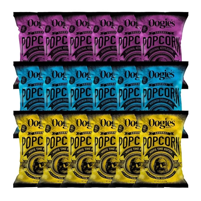 Oogie's Gourmet Popcorn | 18 Pack | Variety Flavor Pack | Gluten Free Popcorn Snacks | 1oz Individual Bags