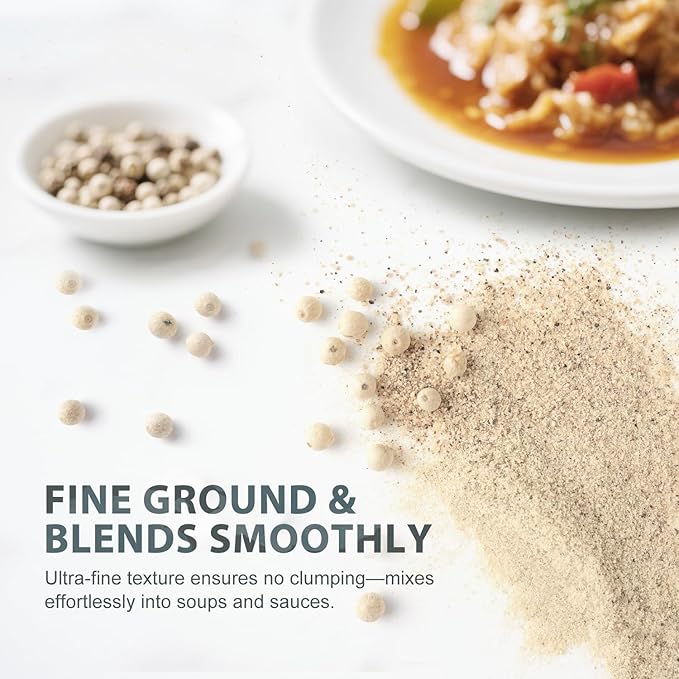 Soeos Ground White Pepper, 18oz (510g), Non-GMO, Kosher Certified, Fresh, Aromatic and All-Natural, White Peppercorns Powder, Perfect for Barbecue, Stir-Fry, Soup