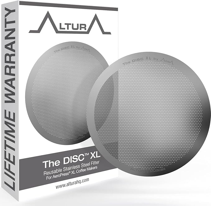 ALTURA The DISC XL Stainless Steel Filter for AeroPress Coffee Makers ??Reusable Metal Filter Replacement for Rich Flavor, Travel, and Eco-Friendly Brewing