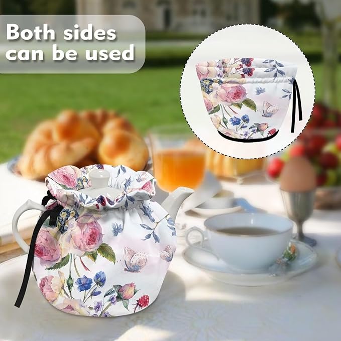 Floral Tea Cozy Insulation Kitchen Accessory Tea Cozies Covers Kitchen Home Decorative Tea Pots Cozy for Keeping Warm Kettle Dust Cover