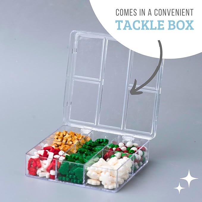 Sweets Indeed Candy Tacklebox, Assorted Variety, Perfect for Cake Decorations, Baking, Ice Cream, Cookies, Cupcake Topper, 2.53 oz (Holiday)