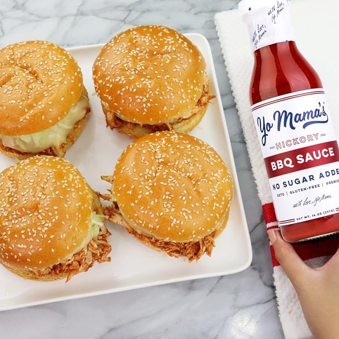 Yo Mama's Foods Keto Hickory BBQ Sauce ??(Pack of 3) - Vegan, No Sugar Added, Low Carb, Low Sodium, Gluten Free, Paleo, and Made with Whole Non-GMO Tomatoes!