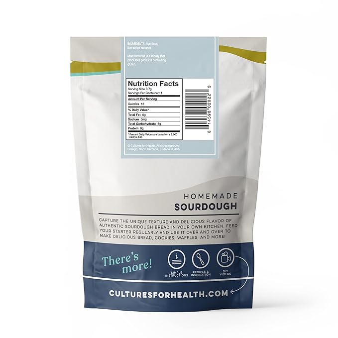 Cultures for Health Rye Sourdough Starter | Heirloom Style Dehydrated Culture for Baking Artisan Bread | DIY English Muffins, Noodles, Waffles, & More | Non-GMO Prebiotic Sourdough Bread