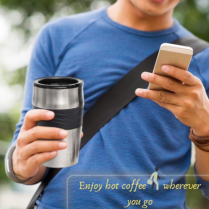 Mixpresso Black Personal Single Serve Coffee Maker with 14oz Travel Mug, Drip Small Coffee Maker with Auto Shut Off, Reusable Filter, Works with Ground Coffee Only ??Not for K-Cup Pods