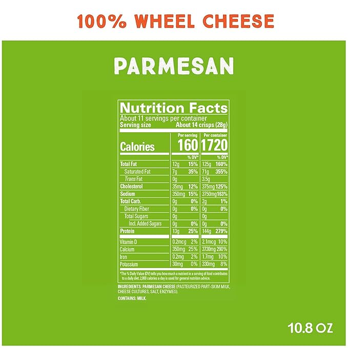 Whisps Cheese Crisps Parmesan Cheese | Protein Chips | Healthy Snacks | Protein Snacks, Gluten Free, High Protein, Low Carb Keto Food (2.12 Oz, 6 Pack)