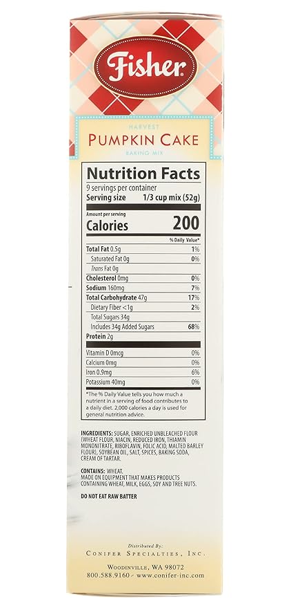 Fisher Harvest Pumpkin Cake Mix, 16.5 OZ (Pack of 1)