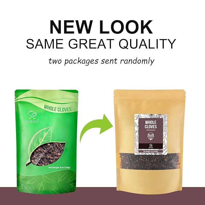 Soeos Whole Cloves 8 Ounce, Premium Quality Fresh Hand Picked Cloves Whole, Great for Foods and Tea, Clove Pomander Balls & Potpourri, Gluten Free, Non GMO, Kosher