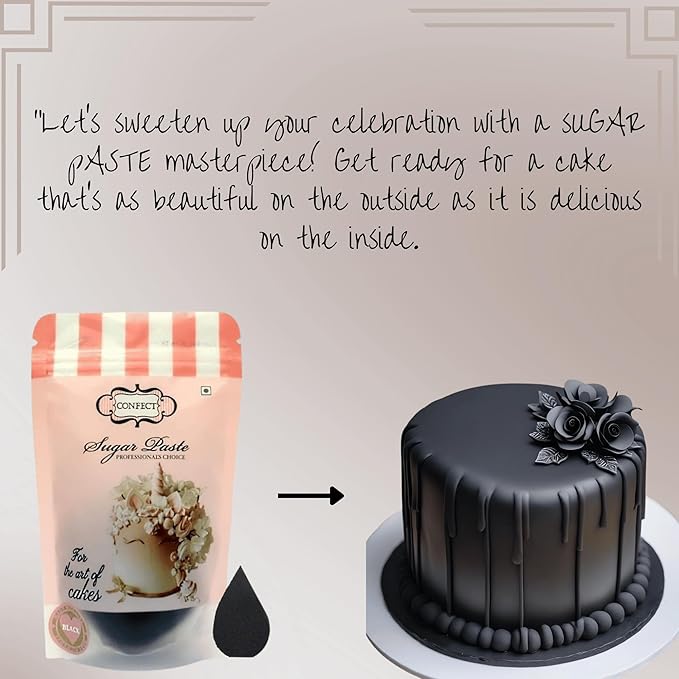 Confect Black Fondant for Cake Decorating ??Premium Confect Fondant for Cakes, Cupcakes & Cookies | Vegan, Gluten-Free, Nut-Free, Palm Oil-Free ??8.8 Oz