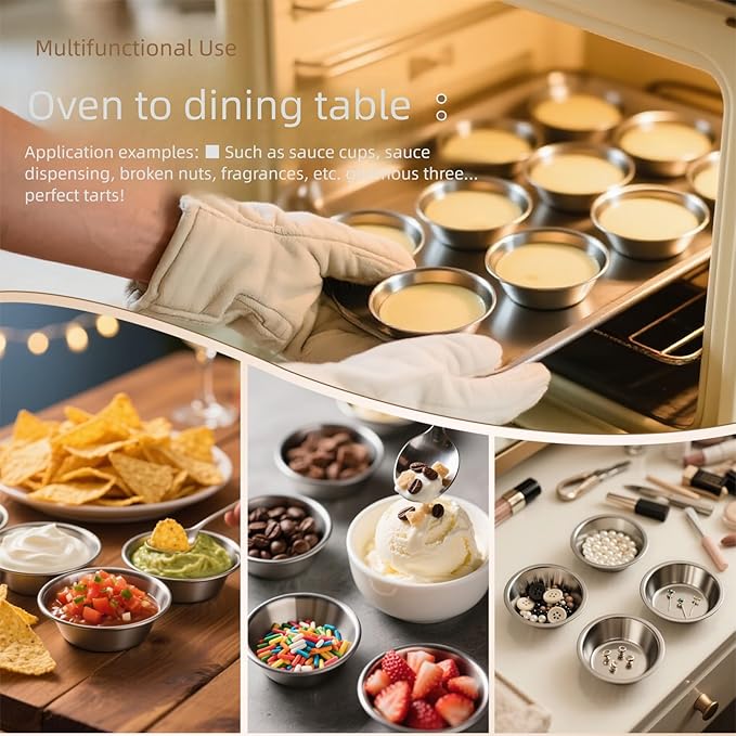 24 Pcs Puto Molder Filipino - 3.1??x 1.2??Reusable Puto Mold Cups for Steamer Filipino - Kutsinta Molder Filipino for Baking & Steaming, 304 Stainless Steel Puto Molde Baking Cup