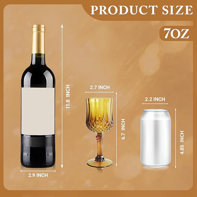 Plastic Wine Glasses,Plastic Goblets Vintage Style Cordial Drinking Glasses for Wedding Reception, Grand Event Party Supplies (48, Amber)