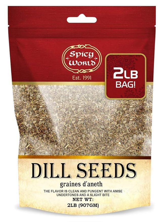 Spicy World Dill Seeds Whole Spice | Perfect for Pickling and Eating | 2 Pound Resealable Bag