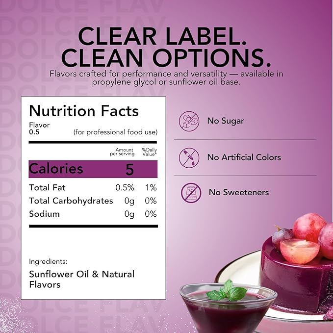 Dolce Flav Grape Extract ??2 Ounce Oil-Soluble Kosher, Sugar-Free, Concentrated Fruit Flavor for Candy, Chocolates & Desserts, Includes Measured Dropper