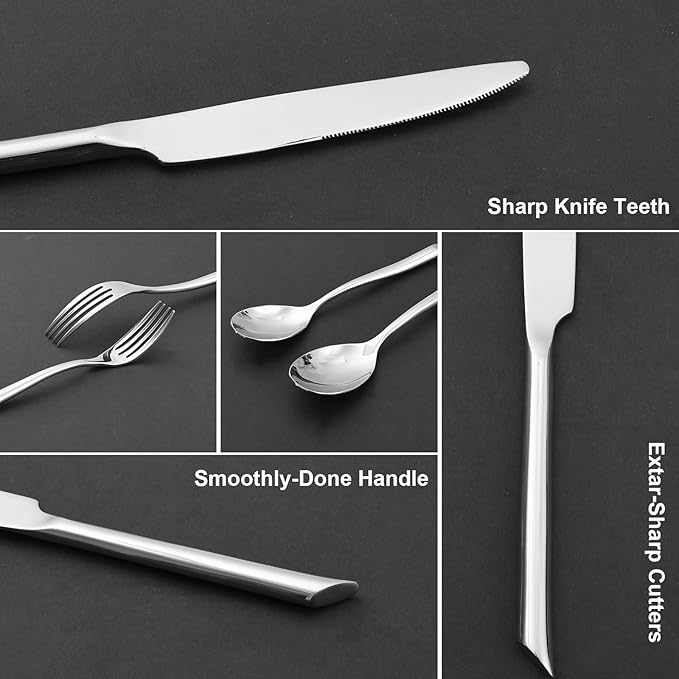 20-Piece Silverware Set, Stainless Steel Flatware Set, Cutlery Set Mirror Polished, Dishwasher Safe, Service for 4